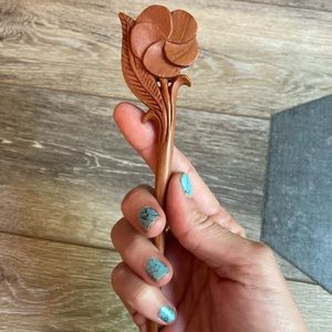 Gorgeous wood carved plumeria hair stick